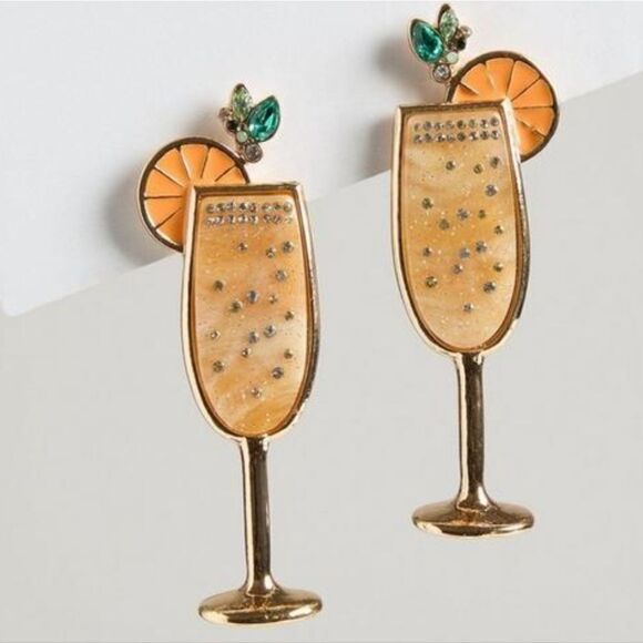 MIMOSA cocktail brunch drink bling Rhinestone earrings - Picture 1 of 8